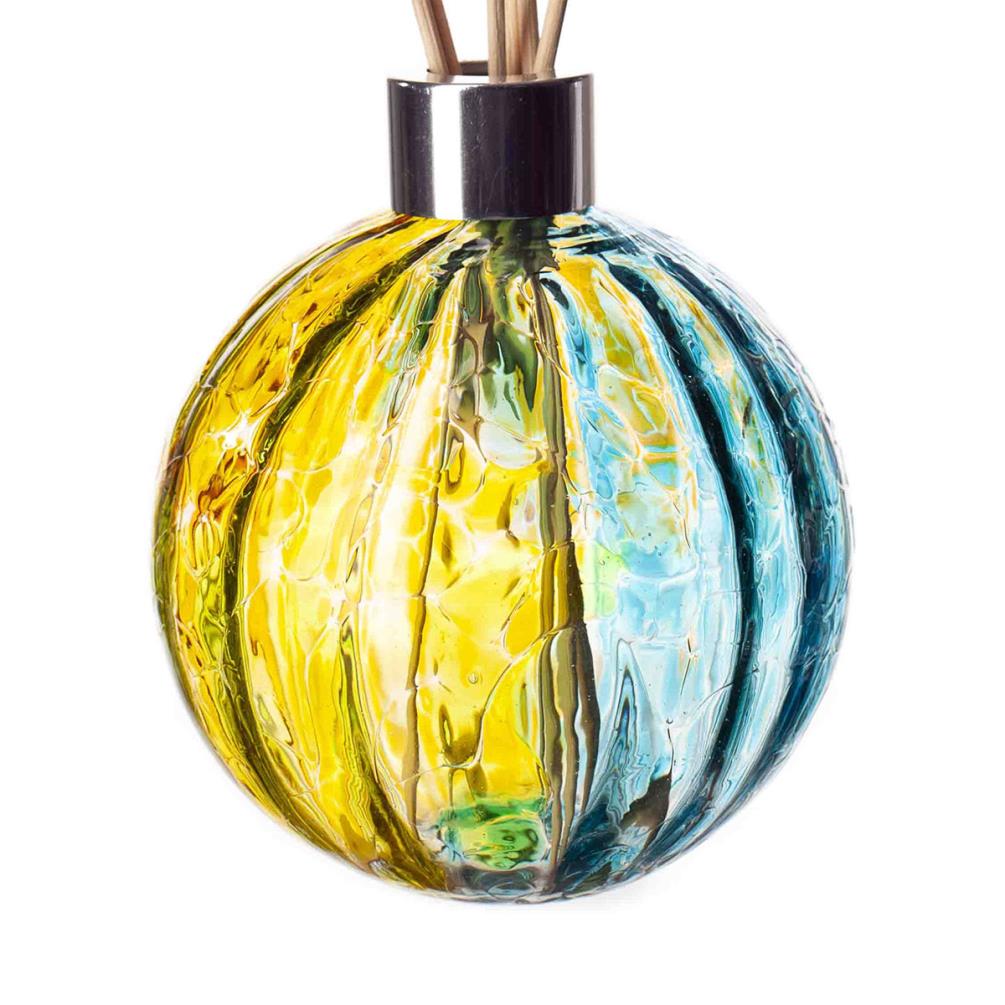 Amelia Art Glass Turquoise, Yellow & Orange Sphere Optic Reed Diffuser Extra Image 1